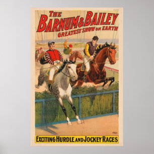 Circus Poster van jockeys op paarden springen een 