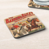 Circus Poster van jockeys op paarden springen een  Bier Onderzetter (Linkerzijde)