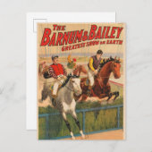 Circus Poster van jockeys op paarden springen een Briefkaart (Voorkant / Achterkant)