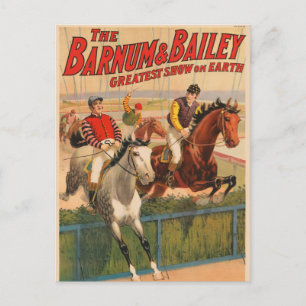 Circus Poster van jockeys op paarden springen een  Briefkaart