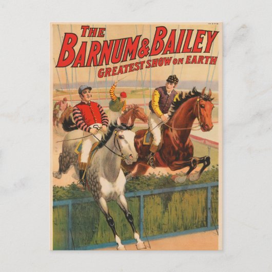 Circus Poster van jockeys op paarden springen een Briefkaart (Voorkant)