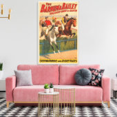 Circus Poster van jockeys op paarden springen een Canvas Afdruk (Insitu (Woonkamer))