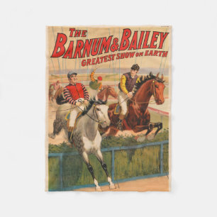 Circus Poster van jockeys op paarden springen een Fleece Deken