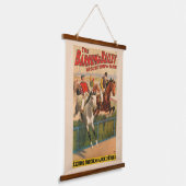 Circus Poster van jockeys op paarden springen een  Hangend Wandkleed (Gebogen)