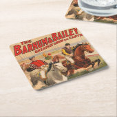 Circus Poster van jockeys op paarden springen een Kartonnen Onderzetters (Schuin)