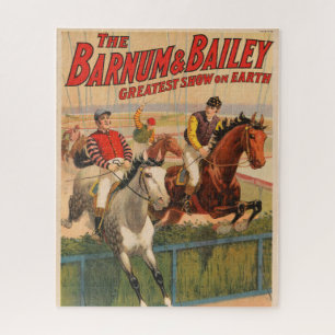 Circus Poster van jockeys op paarden springen een  Legpuzzel