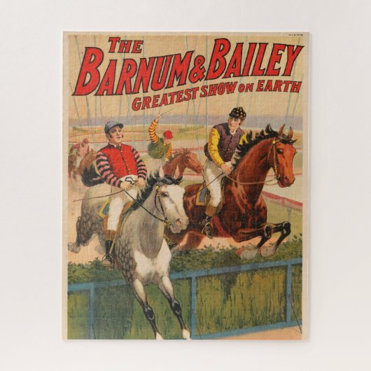Circus Poster van jockeys op paarden springen een  Legpuzzel (Verticaal)