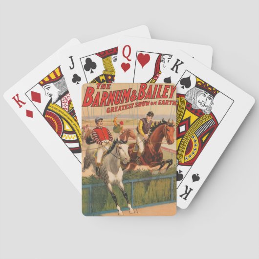 Circus Poster van jockeys op paarden springen een Pokerkaarten (Achterkant)
