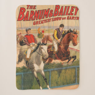 Circus Poster van jockeys op paarden springen een Sherpa Deken