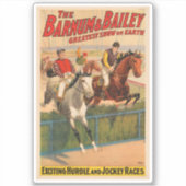Circus Poster van jockeys op paarden springen een  Sticker (Voorkant)