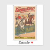 Circus Poster van jockeys op paarden springen een  Sticker (Vel)
