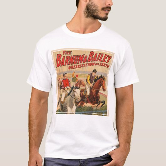 Circus Poster van jockeys op paarden springen een  T-shirt (Voorkant)