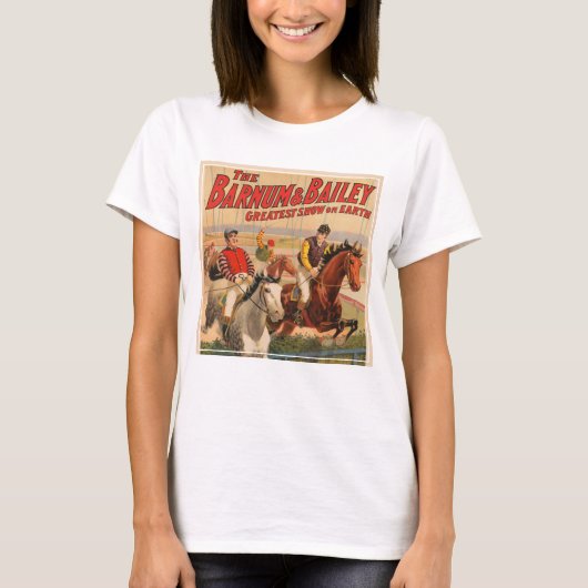 Circus Poster van jockeys op paarden springen een T-shirt (Voorkant)