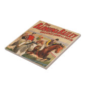 Circus Poster van jockeys op paarden springen een  Tegeltje (Zijkant)