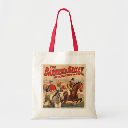 Circus Poster van jockeys op paarden springen een  Tote Bag (Voorkant)
