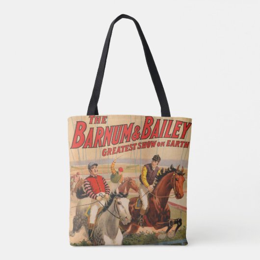 Circus Poster van jockeys op paarden springen een Tote Bag (Achterkant)