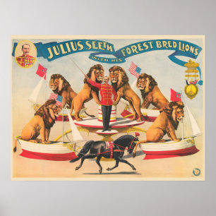 Circus Poster van Julius Seeth met zijn leeuwen