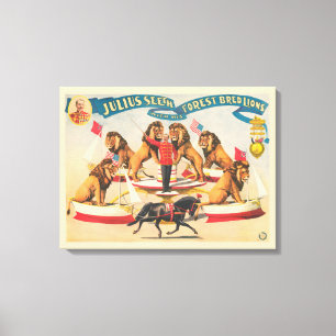 Circus Poster van Julius Seeth met zijn leeuwen Canvas Afdruk