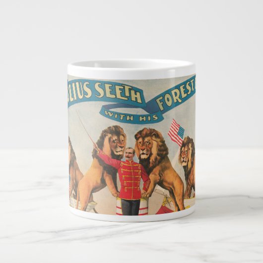 Circus Poster van Julius Seeth met zijn leeuwen Grote Koffiekop (Voorkant)