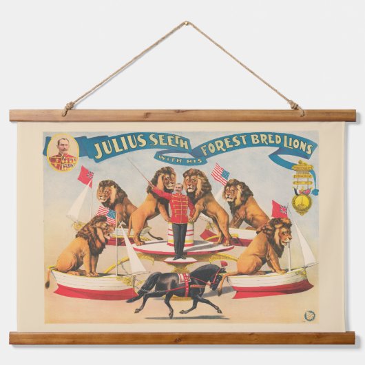 Circus Poster van Julius Seeth met zijn leeuwen Hangend Wandkleed (Voorkant)