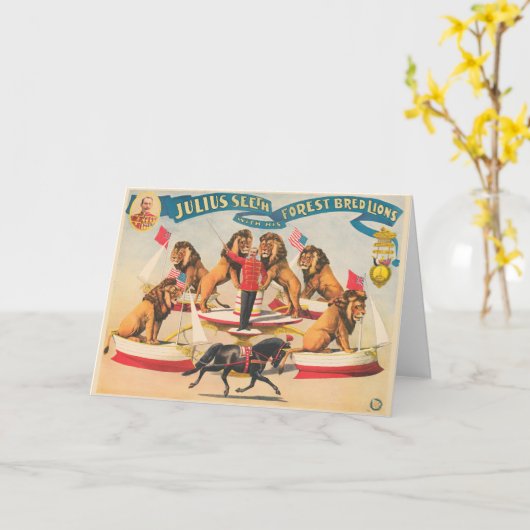 Circus Poster van Julius Seeth met zijn leeuwen Kaart (Gele Bloem)