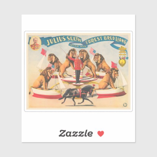 Circus Poster van Julius Seeth met zijn leeuwen Sticker (Vel)