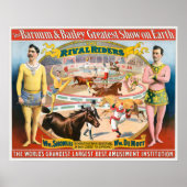  circus Poster van mannetjes ruitertjes & clown (Voorkant)