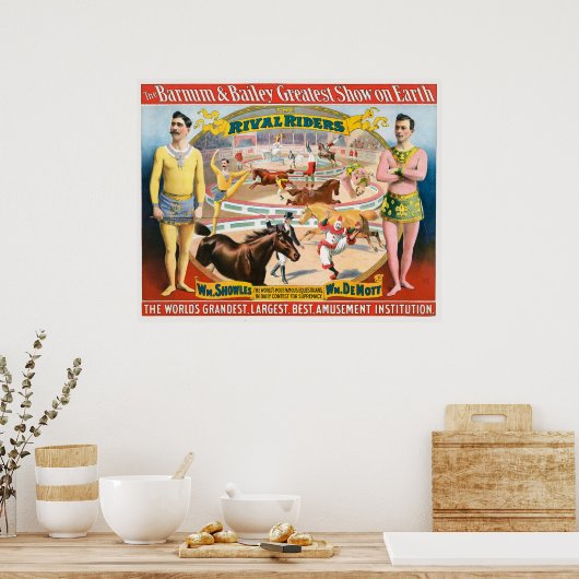circus Poster van mannetjes ruitertjes & clown (Keuken)