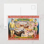 circus Poster van mannetjes ruitertjes & clown Briefkaart (Voorkant / Achterkant)
