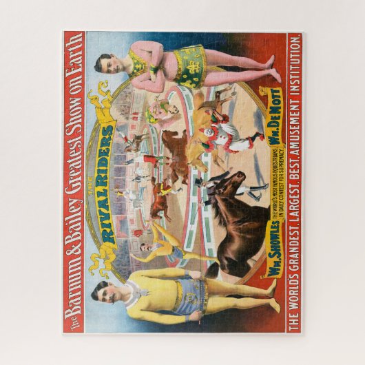  circus Poster van mannetjes ruitertjes & clown Legpuzzel (Verticaal)