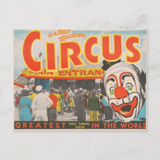 Circus Poster van mensen die de grote top betreden Briefkaart (Voorkant)
