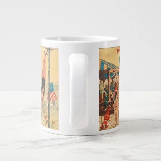 Circus Poster van mensen in kostuums die optreden Grote Koffiekop (Achterkant)