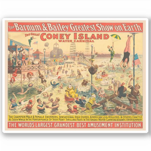 Circus Poster van mensen in kostuums die optreden Sticker (Voorkant)