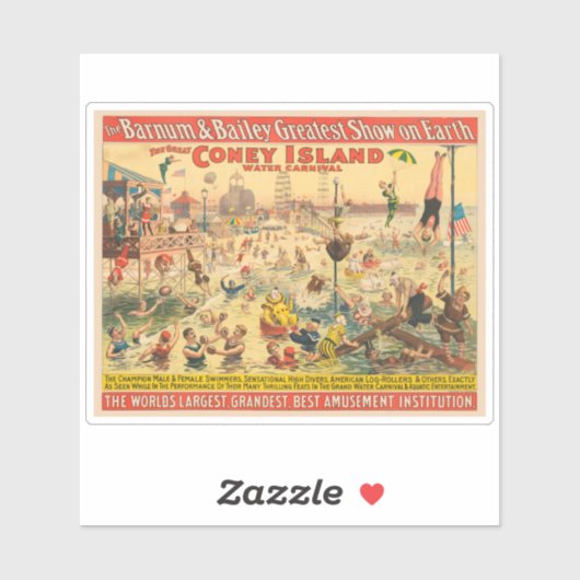 Circus Poster van mensen in kostuums die optreden Sticker (Vel)