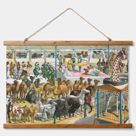 Circus Poster van mensen van verschillende nationa Hangend Wandkleed (Voorkant)