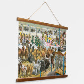 Circus Poster van mensen van verschillende nationa Hangend Wandkleed (Gebogen)