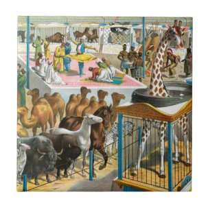 Circus Poster van mensen van verschillende nationa Tegeltje