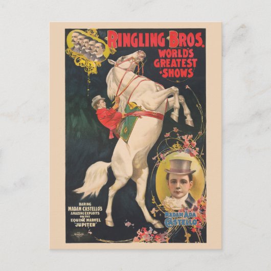 Circus Poster van mevrouw Ada Castello op een paar Briefkaart (Voorkant)