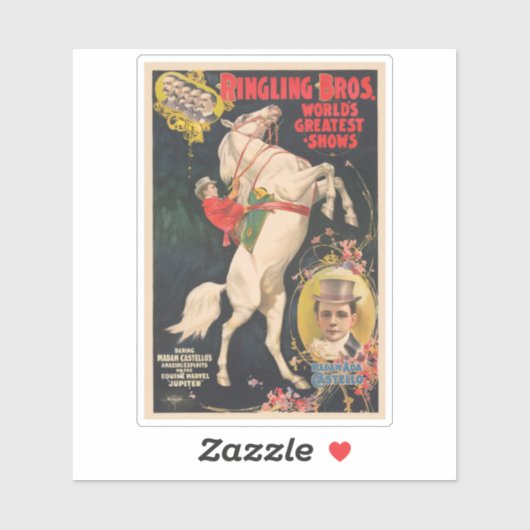 Circus Poster van mevrouw Ada Castello op een paar Sticker (Vel)