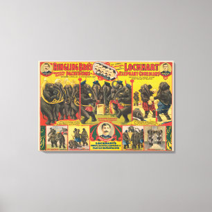 Circus Poster van olifanten optreden Canvas Afdruk