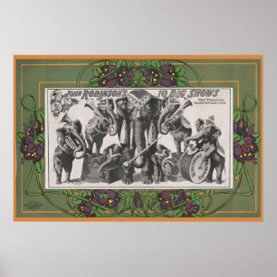 Circus Poster van olifanten speelinstrumenten