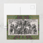 Circus Poster van olifanten speelinstrumenten Briefkaart (Voorkant / Achterkant)