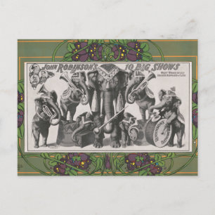 Circus Poster van olifanten speelinstrumenten Briefkaart