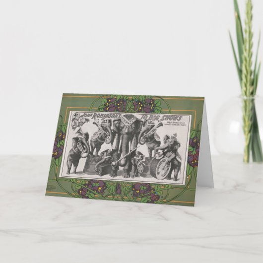 Circus Poster van olifanten speelinstrumenten Kaart (Voorkant)