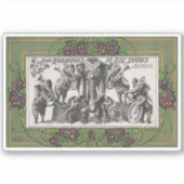 Circus Poster van olifanten speelinstrumenten Sticker (Voorkant)