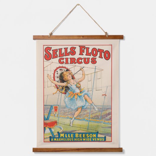 Circus Poster van Tight-Rope Walker met een Paraso Hangend Wandkleed (Voorkant)