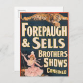 Circus Poster van tijger en vrouw te paard Briefkaart (Voorkant / Achterkant)