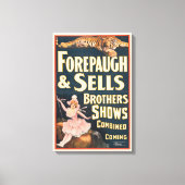 Circus Poster van tijger en vrouw te paard Canvas Afdruk (Voorkant)