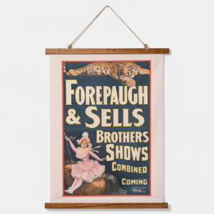Circus Poster van tijger en vrouw te paard Hangend Wandkleed
