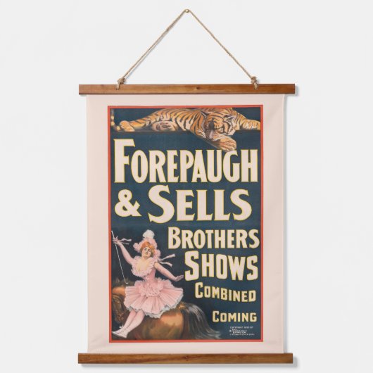 Circus Poster van tijger en vrouw te paard Hangend Wandkleed (Voorkant)